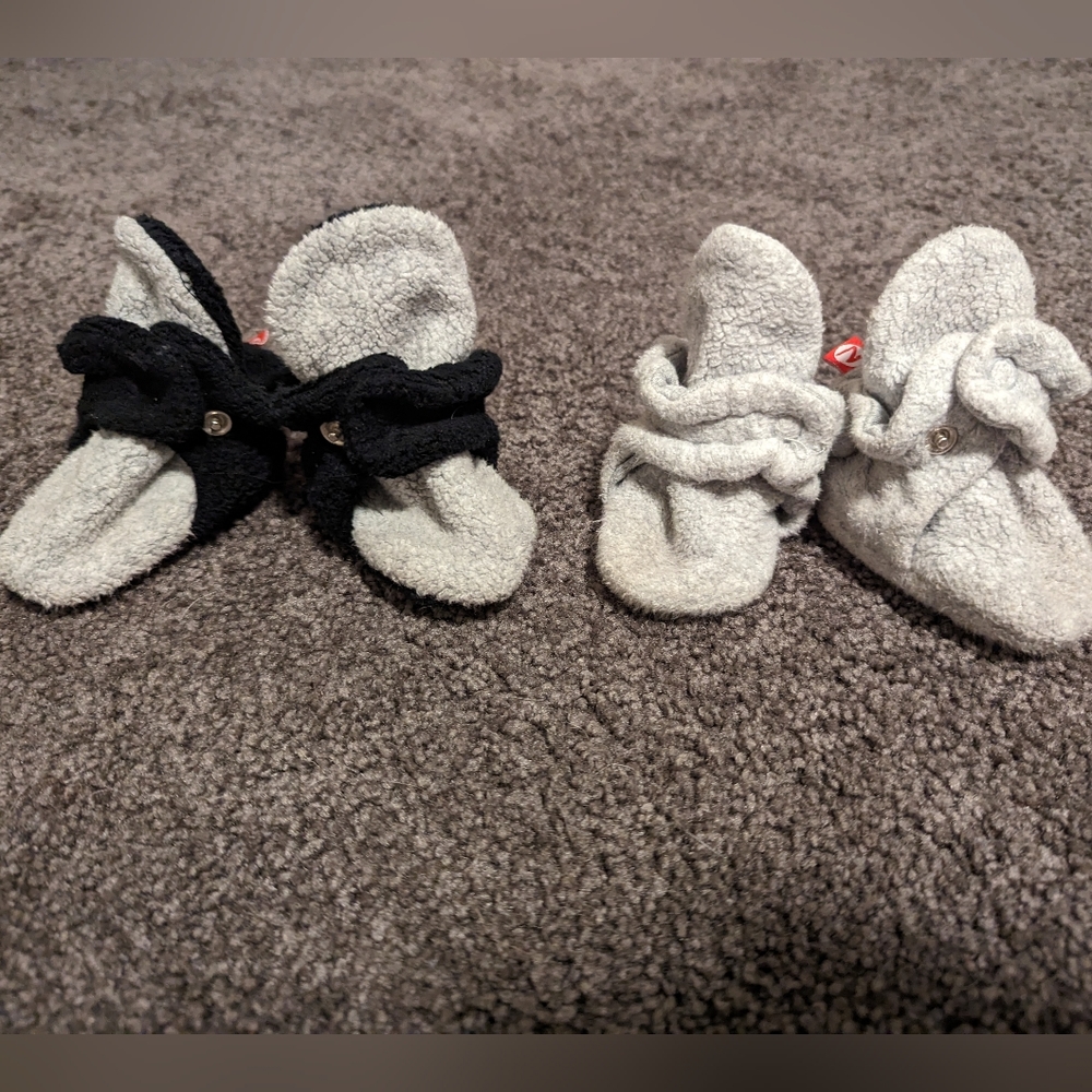 2 pair fleece Zutano booties - 3M size